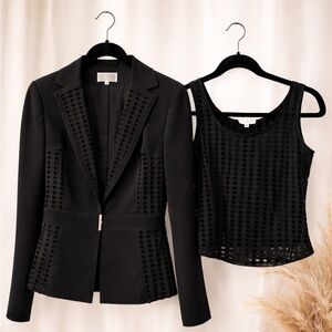 Alberto Makali Black Detail Blazer with Matching Tank Size 6 (M)